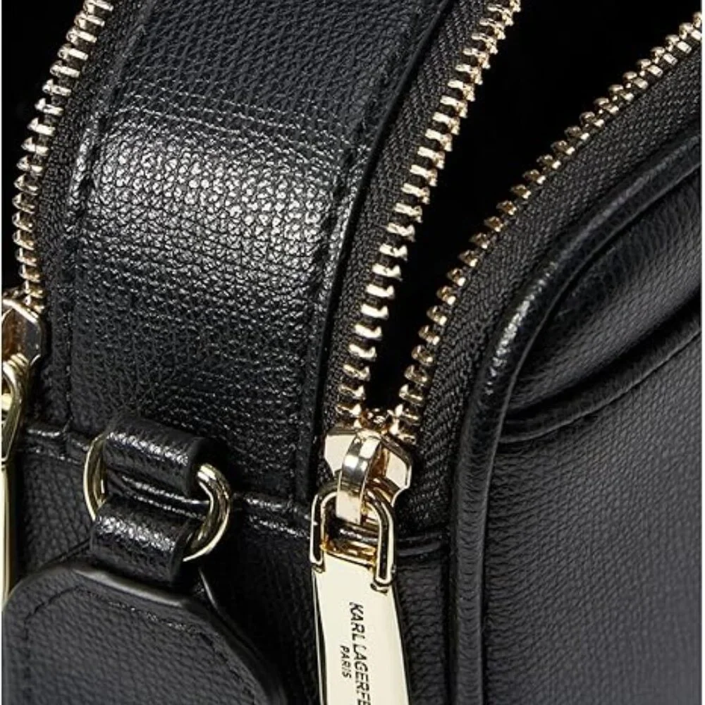 NEW! KARL LAGERFELD PARIS Maybelle Crossbody Logo Camera Bag | BLACK